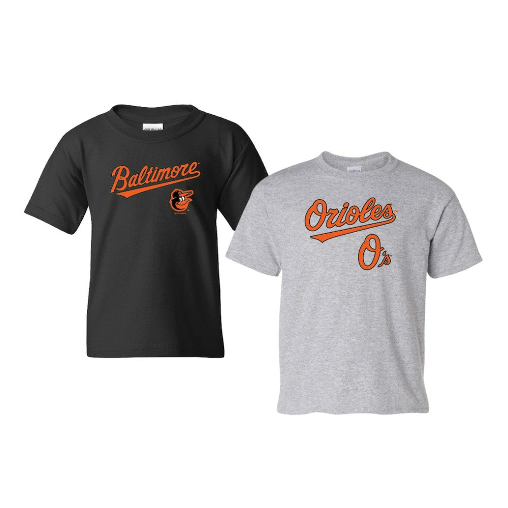 Baltimore Orioles Soft as a Grape Youth 2-Pack Logo T-Shirt Set Lifestyle