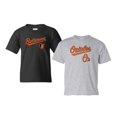 Baltimore Orioles Soft as a Grape Youth 2-Pack Logo T-Shirt Set Lifestyle