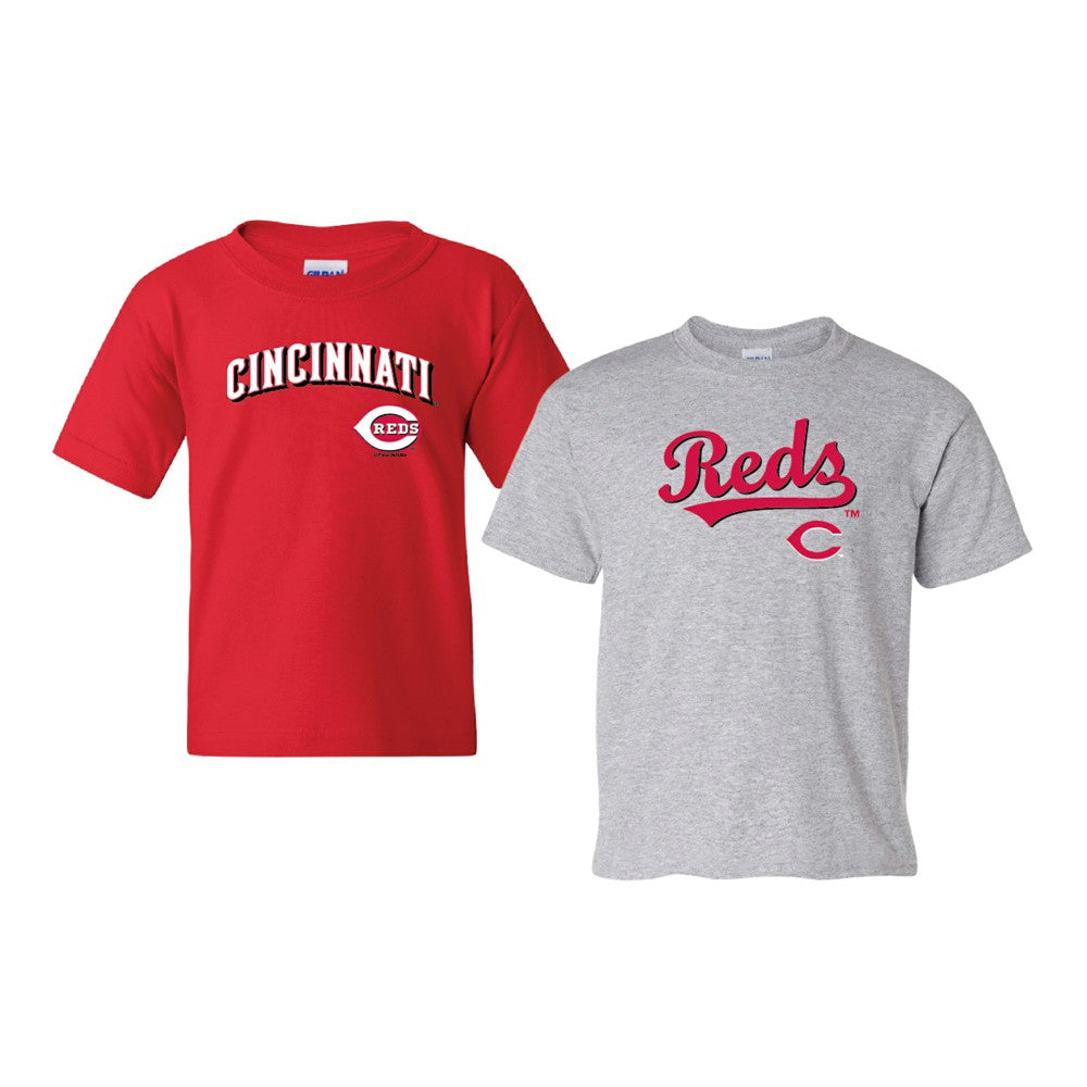 Cincinnati Reds Soft as a Grape Youth 2-Pack Logo T-Shirt Set Lifestyle