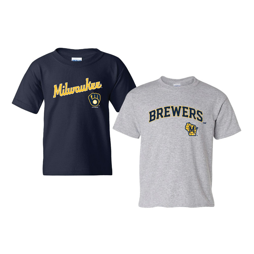 Milwaukee Brewers Soft as a Grape Youth 2-Pack Logo T-Shirt Set Sale