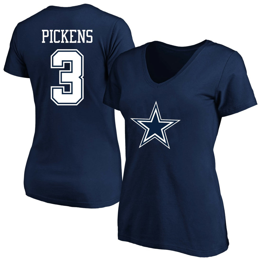 George Pickens Dallas Cowboys Women's Plus Size Name & Number V-Neck T-Shirt Navy - Fanatics