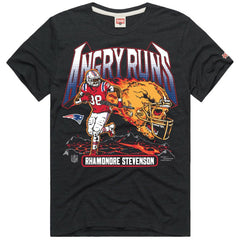 Rhamondre Stevenson New England Patriots Homage Unisex Angry Runs Player Graphic Tri-Blend T-Shirt Charcoal - NFL