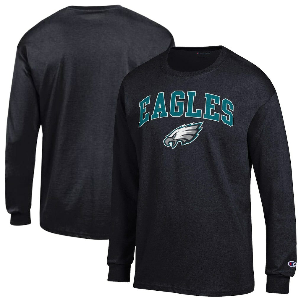 Philadelphia Eagles Champion Arch Over Logo Long Sleeve T-Shirt Black - NFL