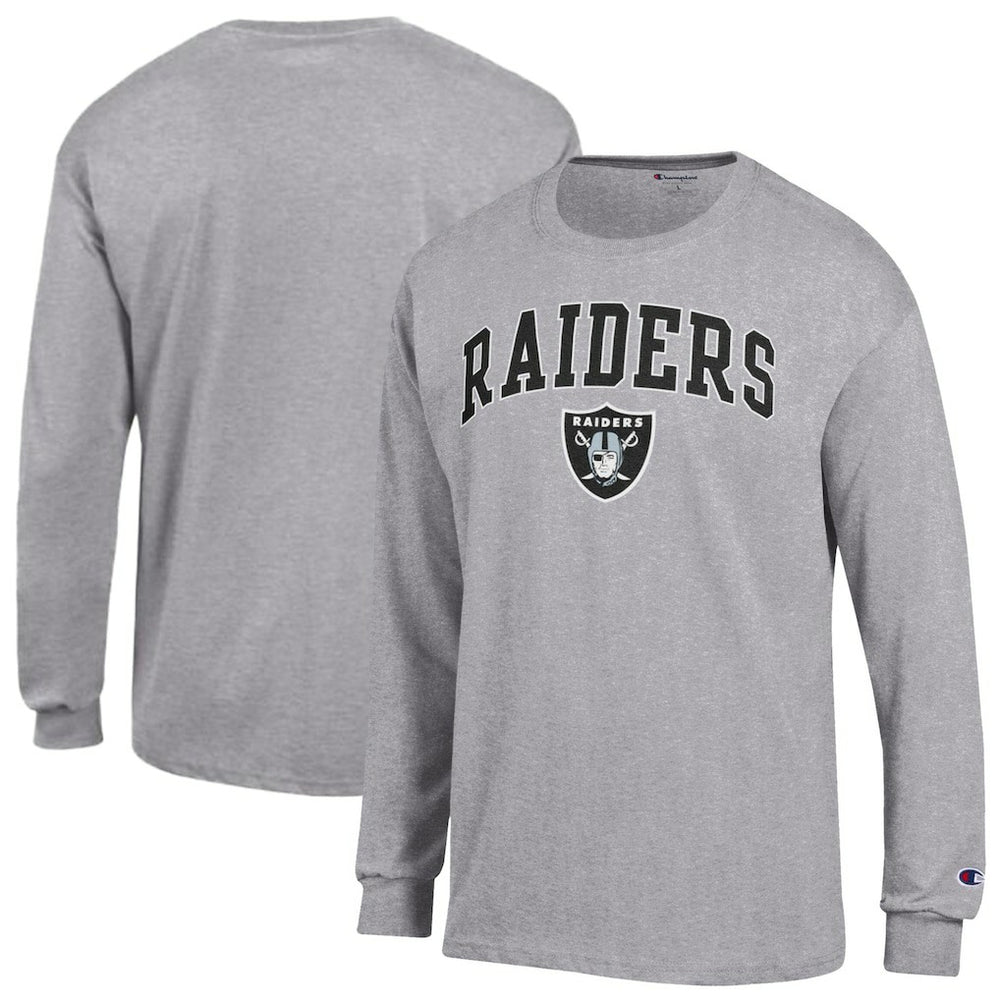 Las Vegas Raiders Champion Arch Over Logo Long Sleeve T-Shirt Gray - NFL