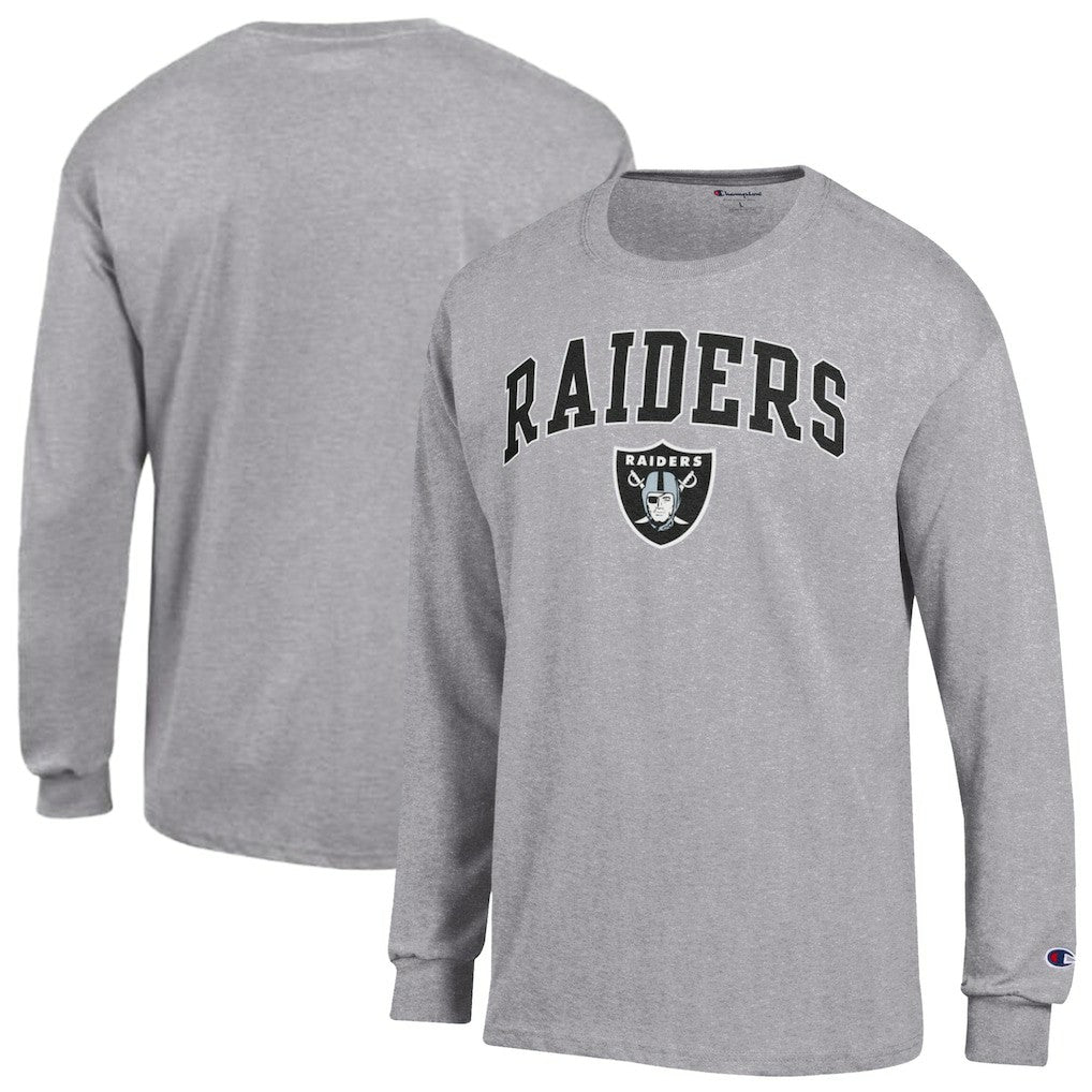 Las Vegas Raiders Champion Arch Over Logo Long Sleeve T-Shirt Gray - NFL