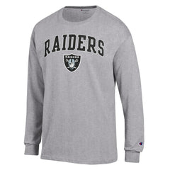 Las Vegas Raiders Champion Arch Over Logo Long Sleeve T-Shirt Gray - NFL