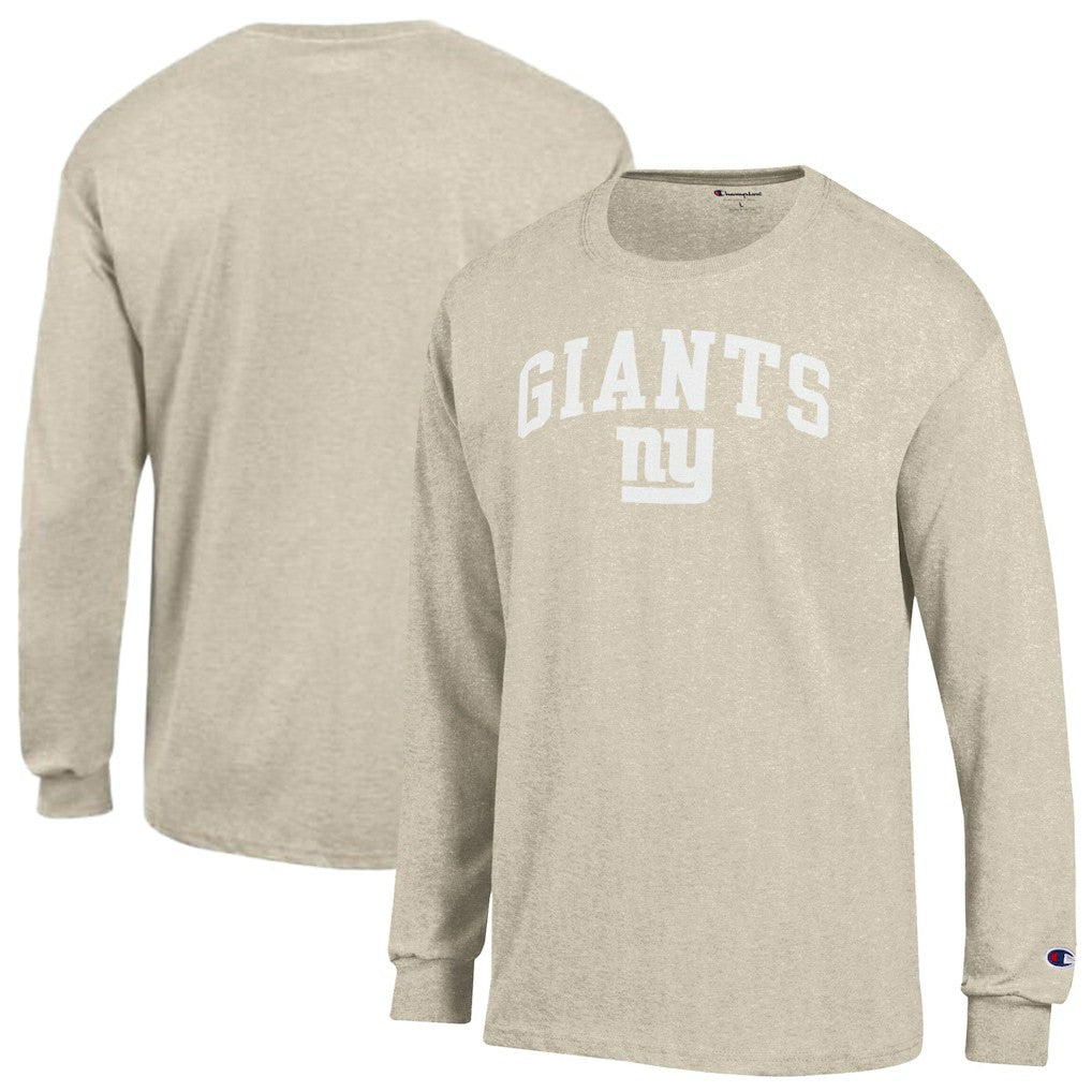 New York Giants Champion White Ink Jersey Long Sleeve T-Shirt Oatmeal - NFL