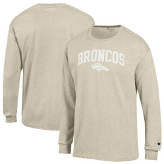 Denver Broncos Champion White Ink Jersey Long Sleeve T-Shirt Oatmeal - NFL