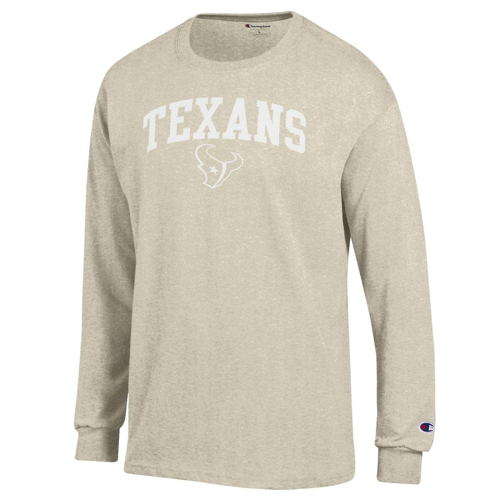 Houston Texans Champion White Ink Jersey Long Sleeve T-Shirt Oatmeal - NFL