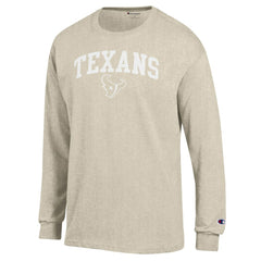 Houston Texans Champion White Ink Jersey Long Sleeve T-Shirt Oatmeal - NFL