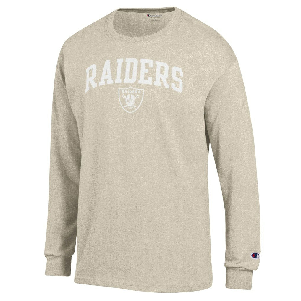 Las Vegas Raiders Champion White Ink Jersey Long Sleeve T-Shirt Oatmeal - NFL