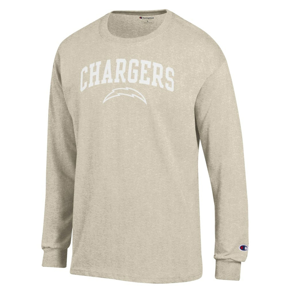 Los Angeles Chargers Champion White Ink Jersey Long Sleeve T-Shirt Oatmeal - NFL