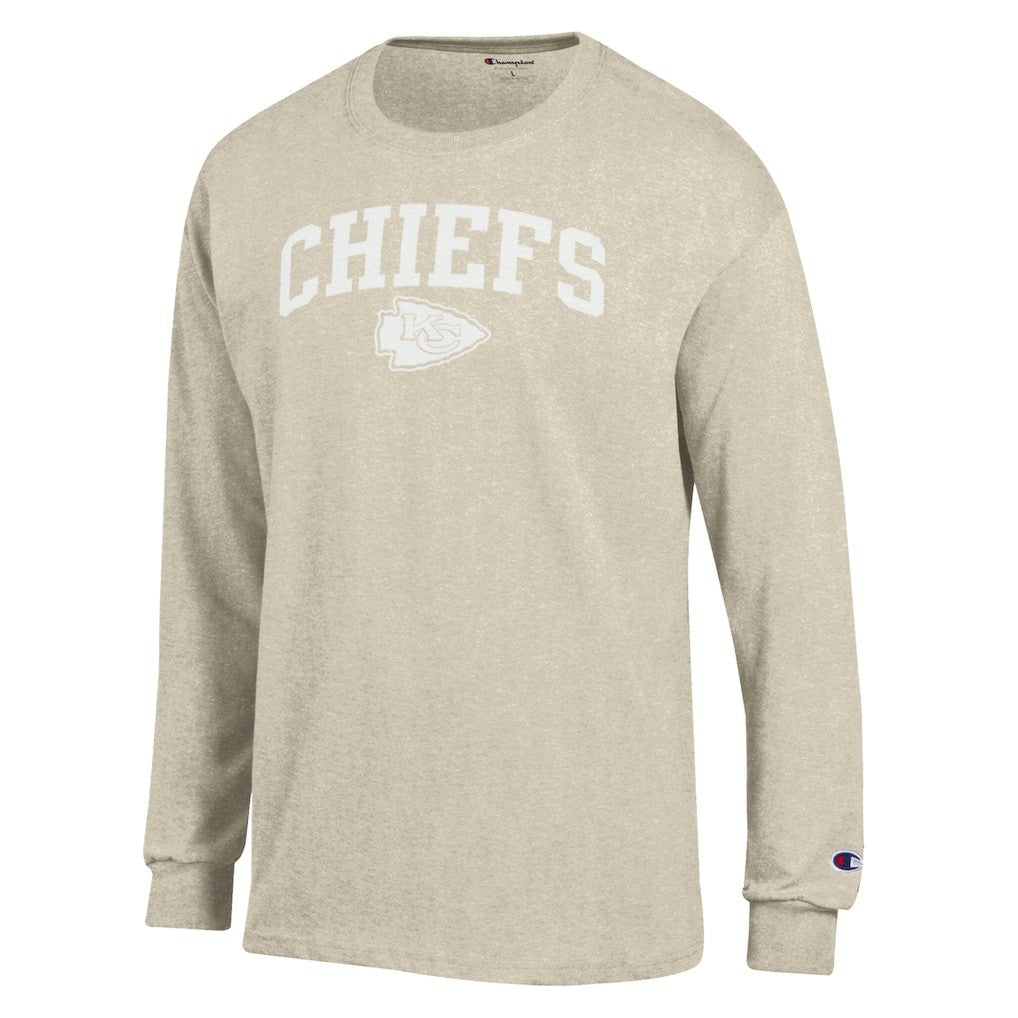 Kansas City Chiefs Champion White Ink Jersey Long Sleeve T-Shirt Oatmeal - NFL