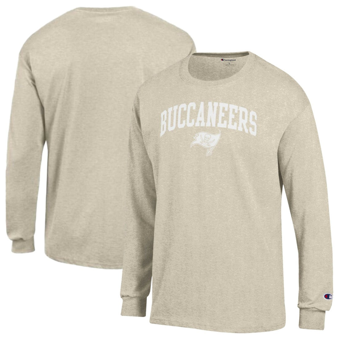 Tampa Bay Buccaneers Champion White Ink Jersey Long Sleeve T-Shirt Oatmeal - NFL