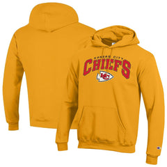 Kansas City Chiefs Champion Powerblend Arch over Logo Hoodie Gold - NFL
