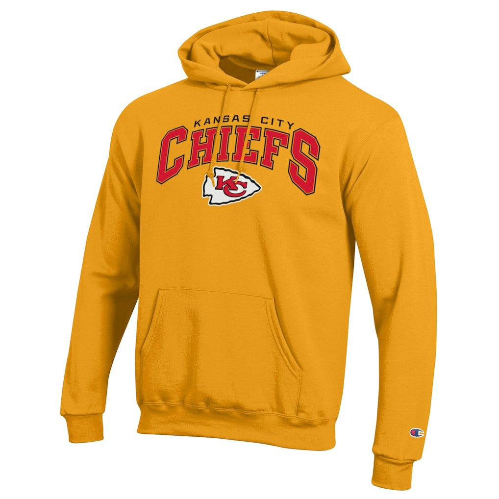 Kansas City Chiefs Champion Powerblend Arch over Logo Hoodie Gold - NFL