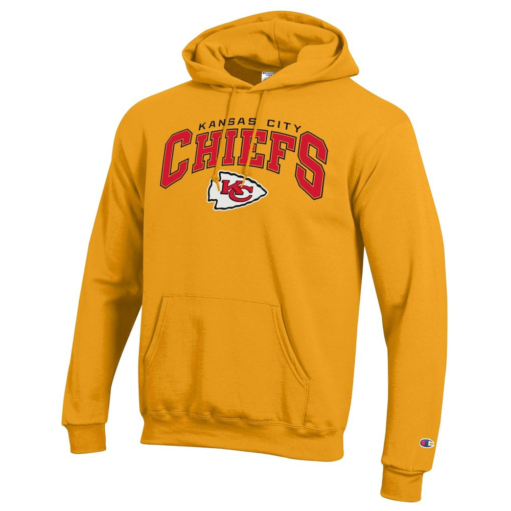 Kansas City Chiefs Champion Powerblend Arch over Logo Hoodie Gold - NFL