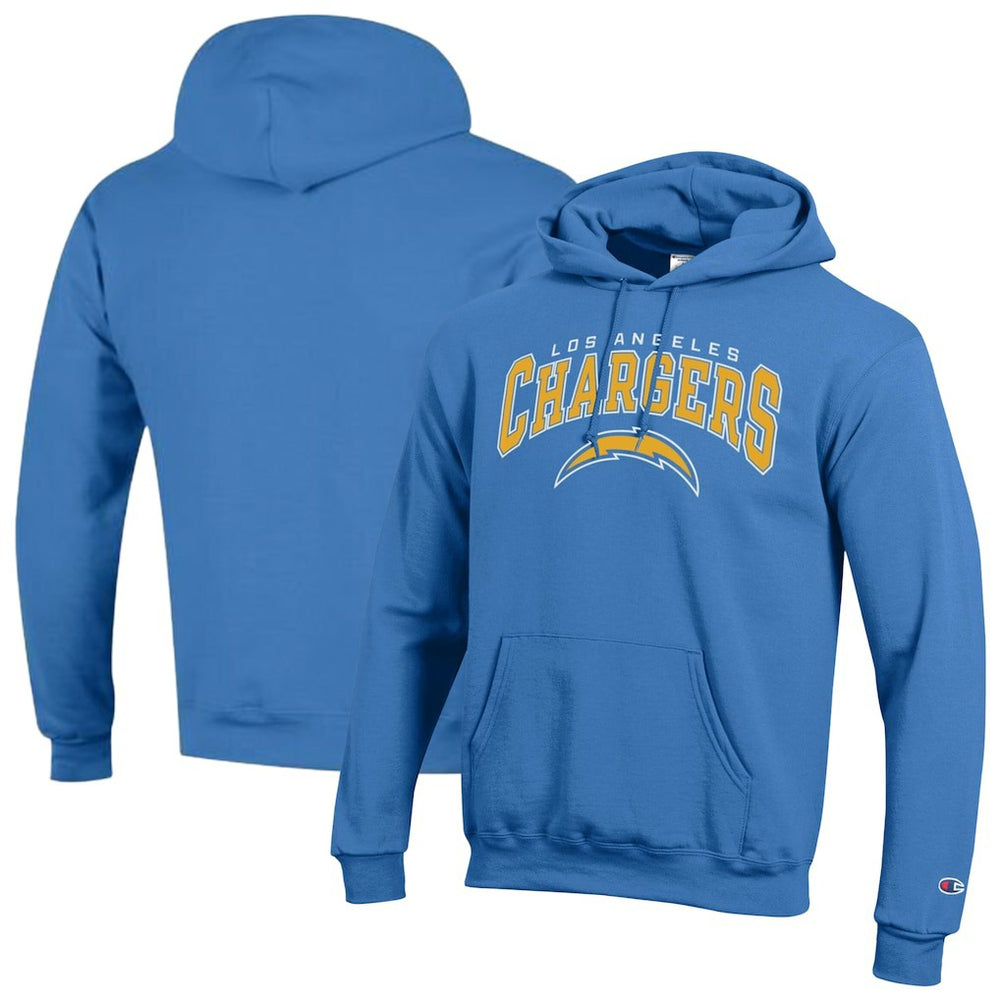 Los Angeles Chargers Champion Powerblend Arch over Logo Hoodie Powder Blue - NFL