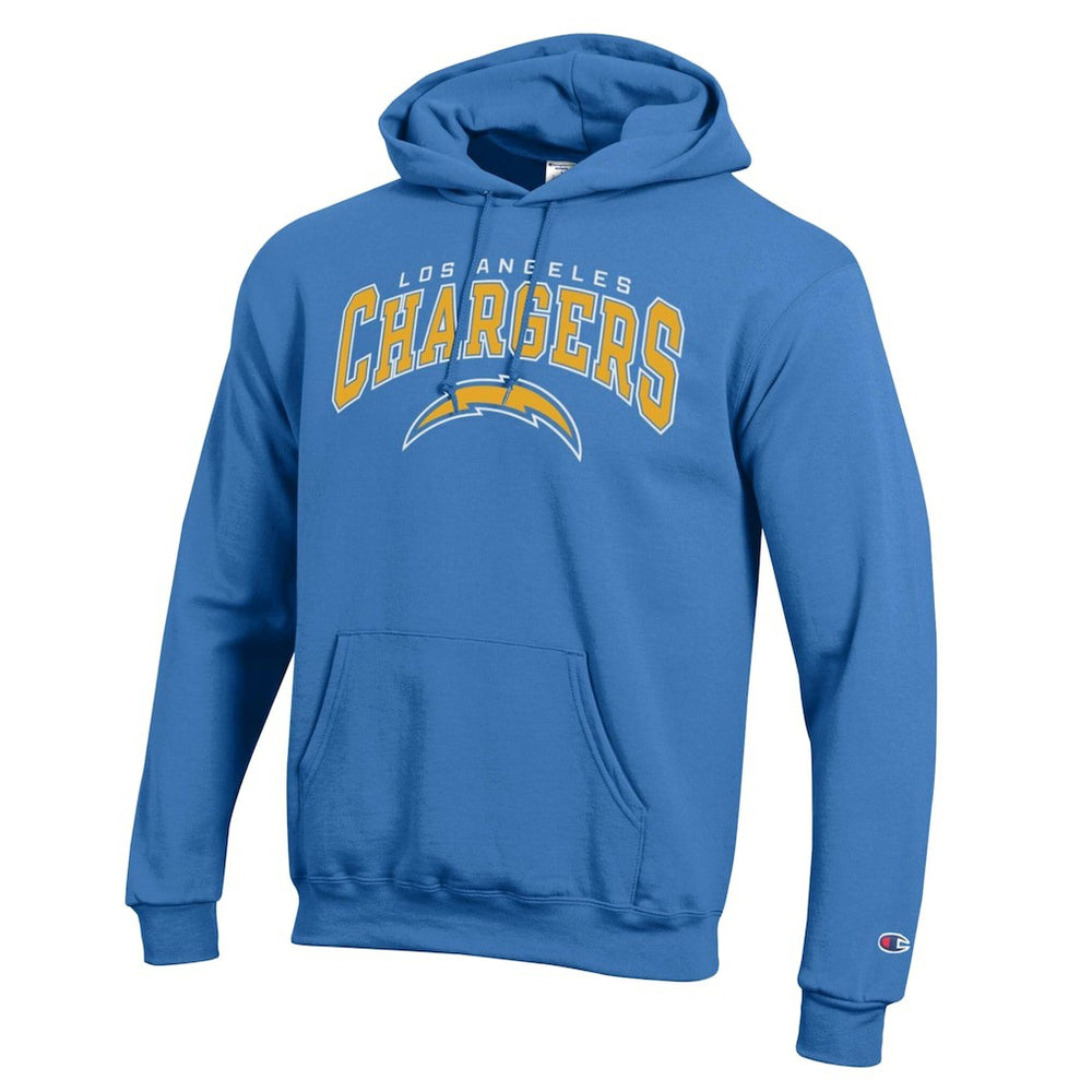 Los Angeles Chargers Champion Powerblend Arch over Logo Hoodie Powder Blue - NFL