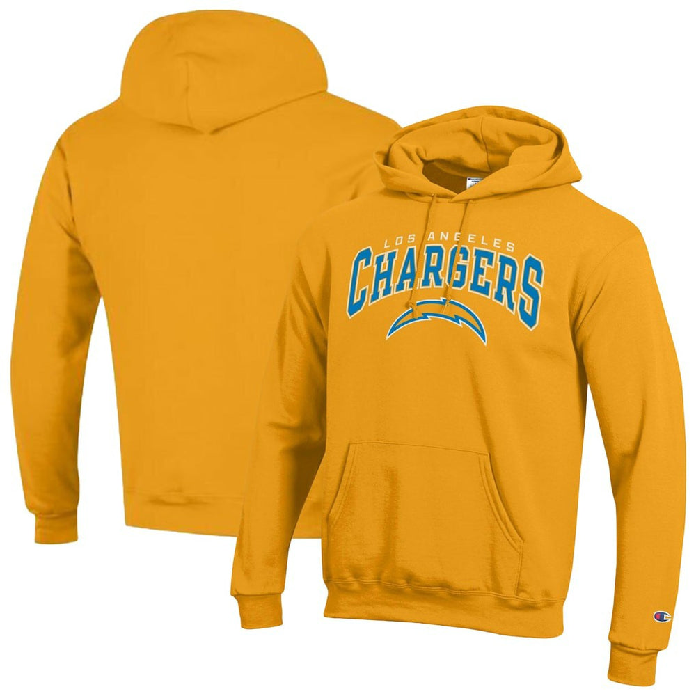 Los Angeles Chargers Champion Powerblend Arch over Logo Hoodie Gold - NFL