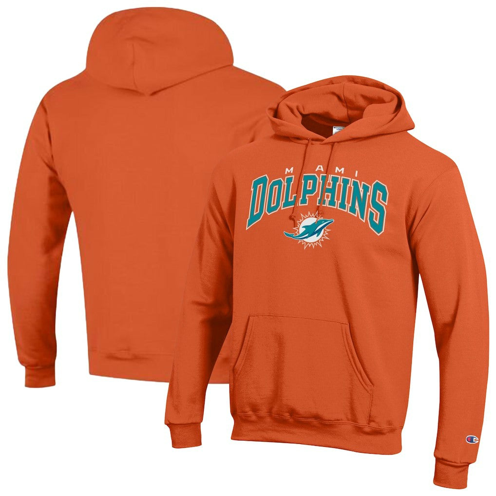 Miami Dolphins Champion Powerblend Arch over Logo Hoodie Orange - NFL
