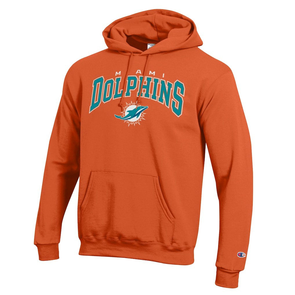 Miami Dolphins Champion Powerblend Arch over Logo Hoodie Orange - NFL