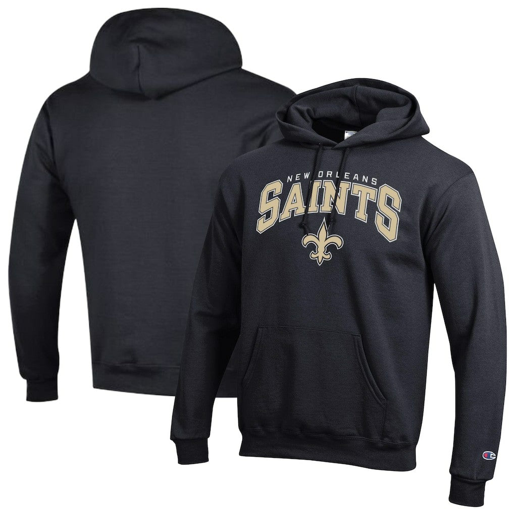 New Orleans Saints Champion Powerblend Arch over Logo Hoodie Black - NFL