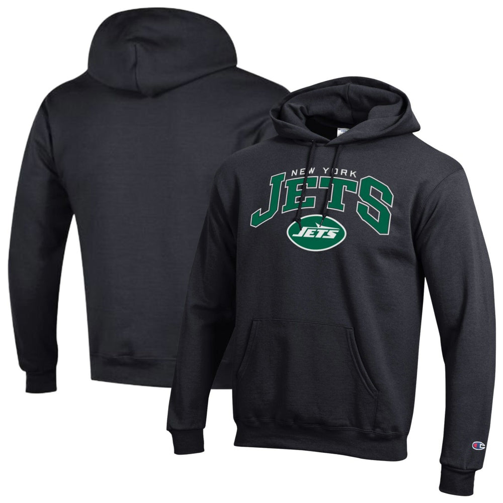New York Jets Champion Powerblend Arch over Logo Hoodie Black - NFL