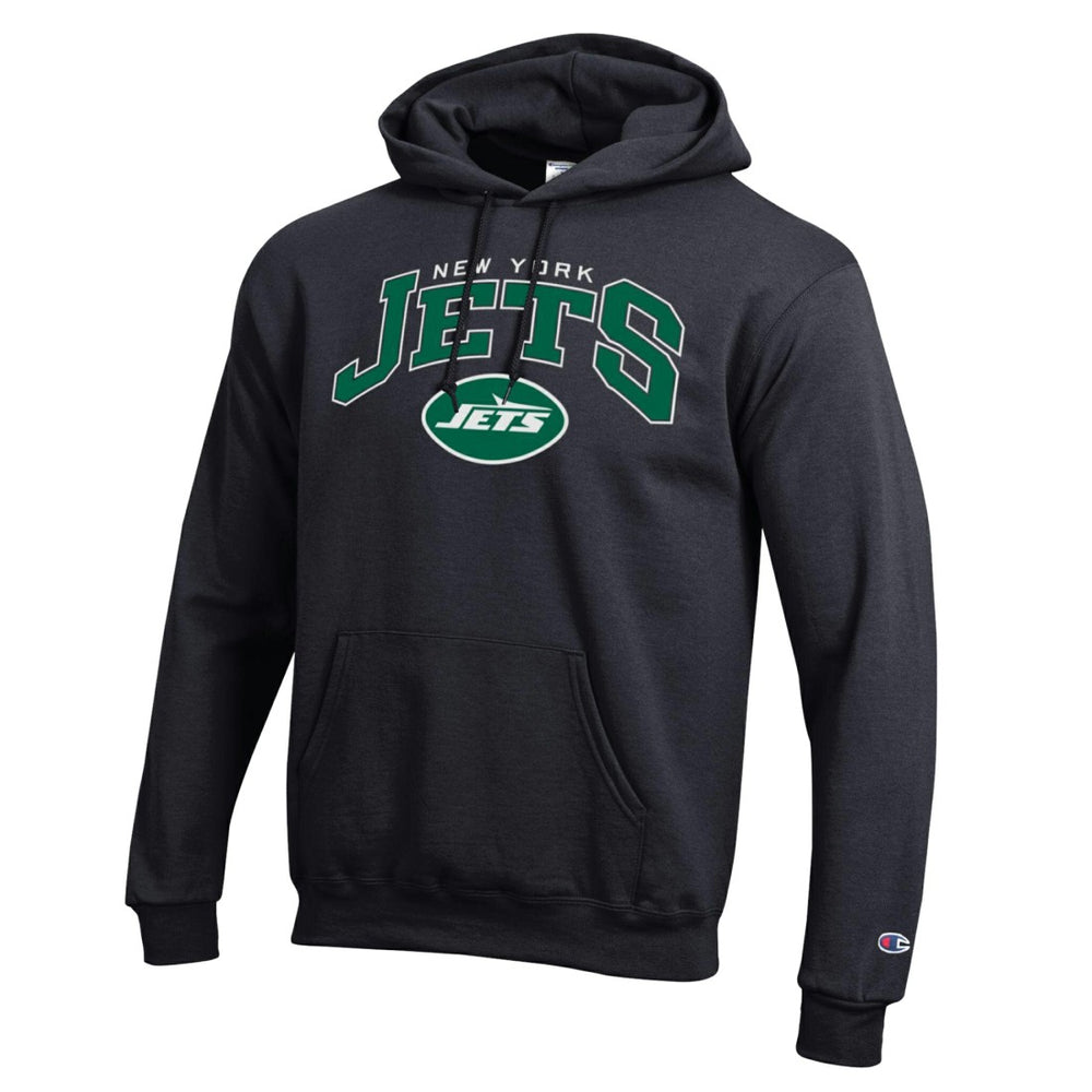 New York Jets Champion Powerblend Arch over Logo Hoodie Black - NFL