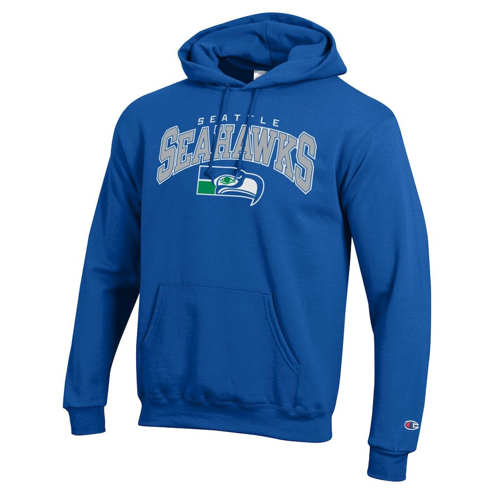 Seattle Seahawks Champion Powerblend Arch over Logo Hoodie Royal - NFL