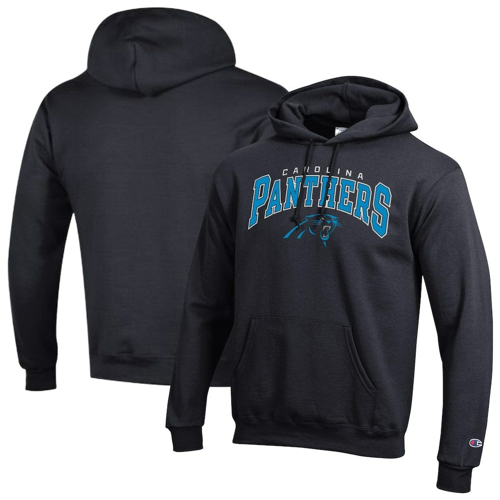 Carolina Panthers Champion Powerblend Arch over Logo Hoodie Black - NFL
