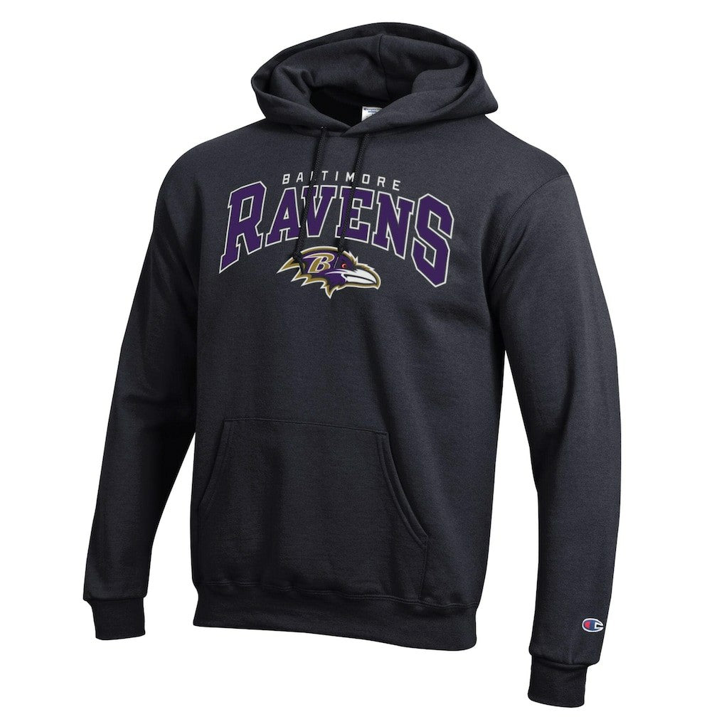 Baltimore Ravens Champion Powerblend Arch over Logo Hoodie Black - NFL