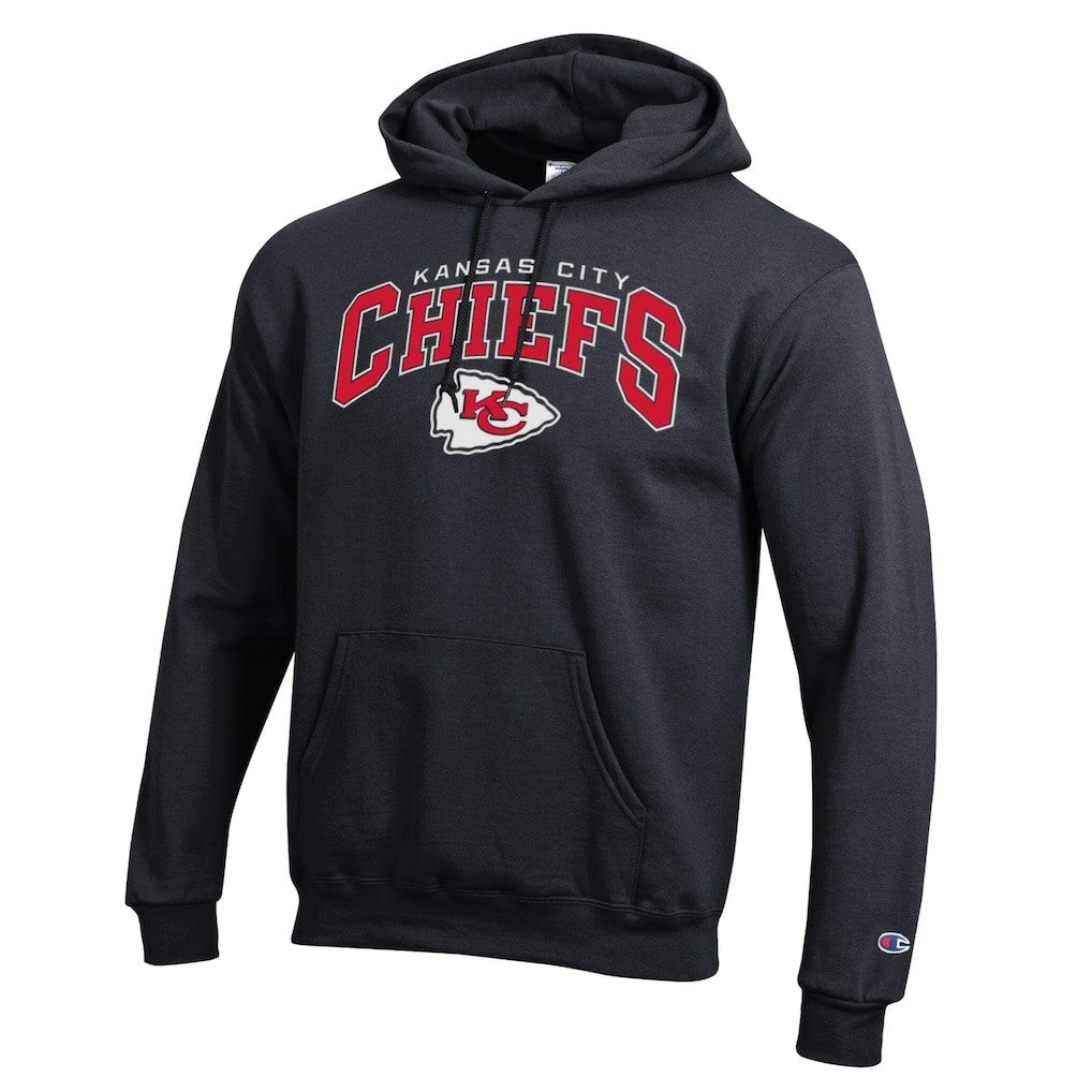 Kansas City Chiefs Champion Powerblend Arch over Logo Hoodie Black - NFL