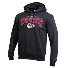 Kansas City Chiefs Champion Powerblend Arch over Logo Hoodie Black - NFL