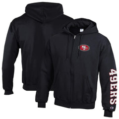 San Francisco 49ers Champion Powerblend Fleece Full-Zip Hoodie Black - NFL