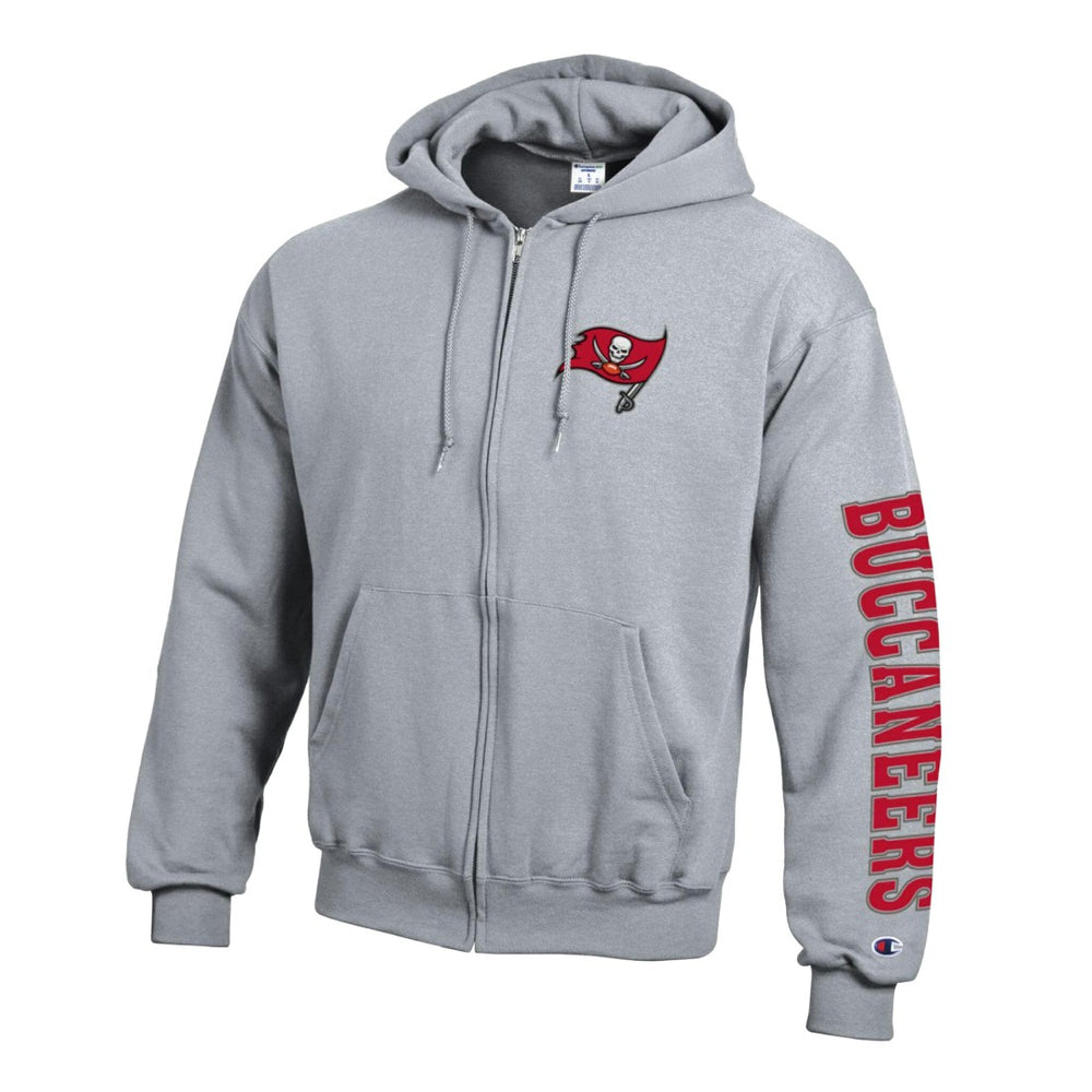 Tampa Bay Buccaneers Champion Powerblend Fleece Full-Zip Hoodie Heather Charcoal - NFL