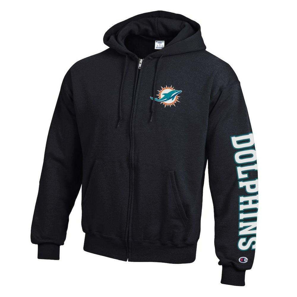 Miami Dolphins Champion Powerblend Fleece Full-Zip Hoodie Black - NFL