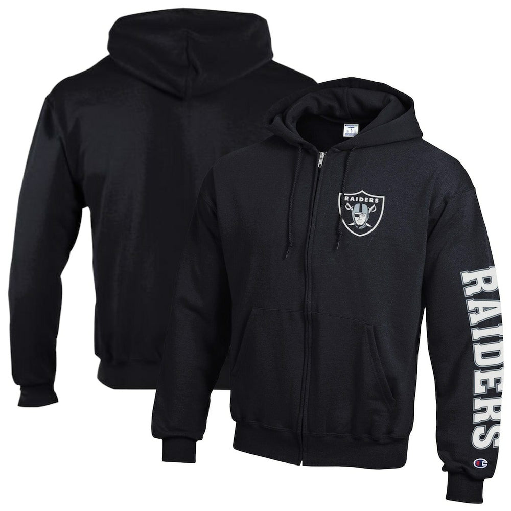 Las Vegas Raiders Champion Powerblend Fleece Full-Zip Hoodie Black - NFL
