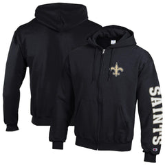 New Orleans Saints Champion Powerblend Fleece Full-Zip Hoodie Black - NFL