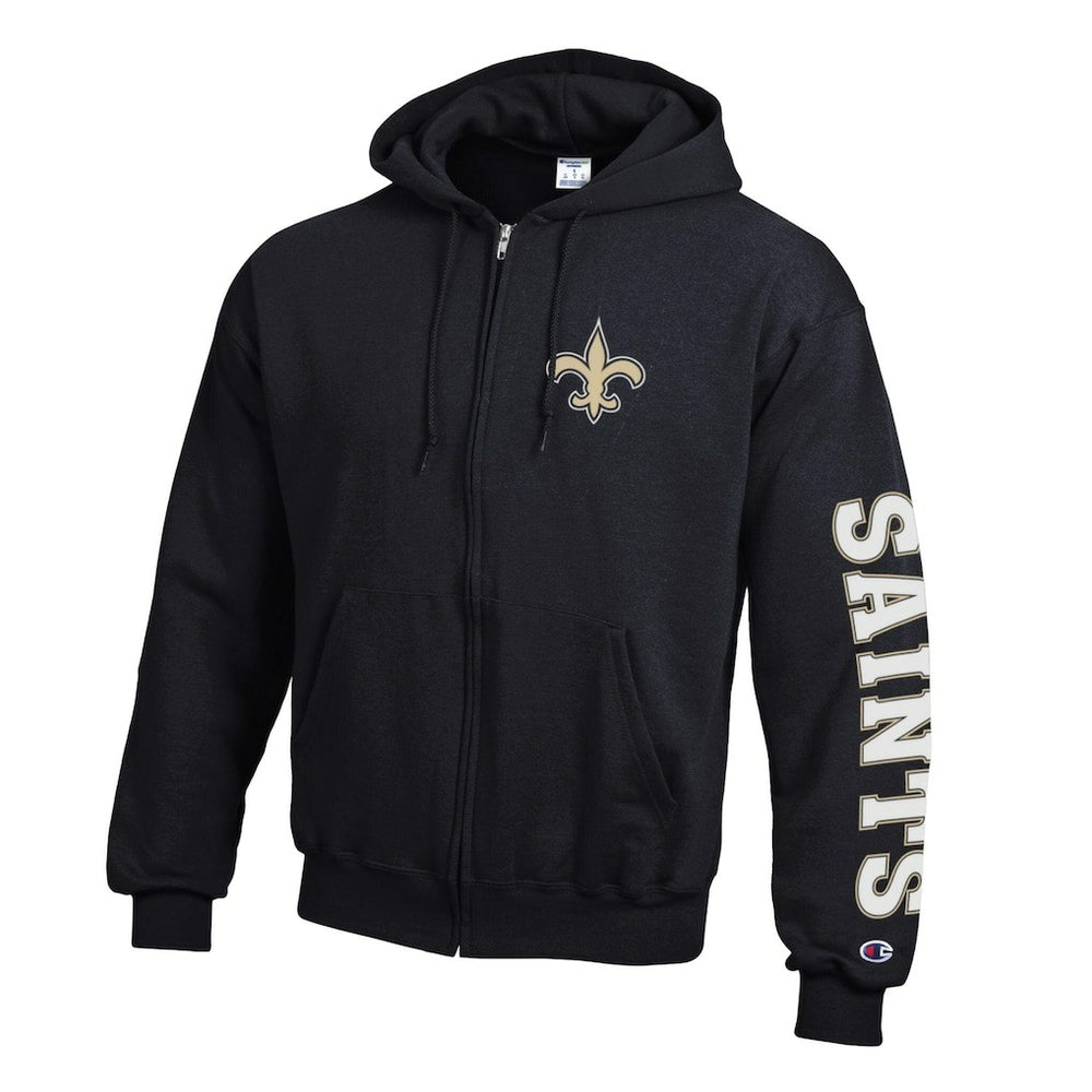 New Orleans Saints Champion Powerblend Fleece Full-Zip Hoodie Black - NFL