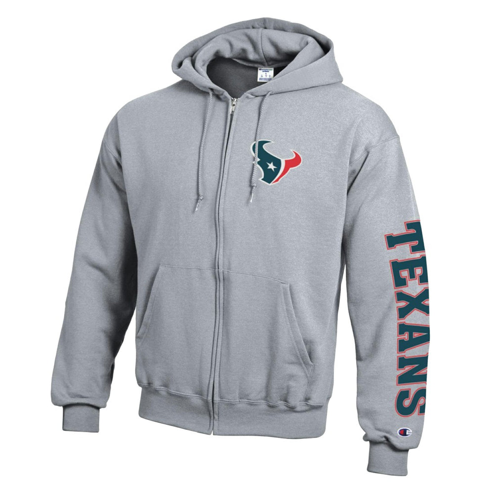 Houston Texans Champion Powerblend Fleece Full-Zip Hoodie Heather Gray - NFL