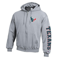 Houston Texans Champion Powerblend Fleece Full-Zip Hoodie Heather Gray - NFL