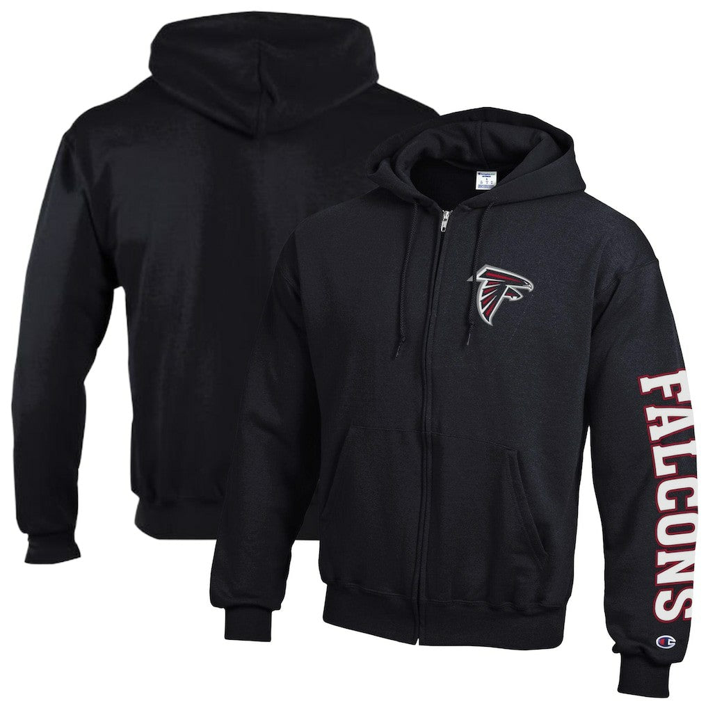 Atlanta Falcons Champion Powerblend Fleece Full-Zip Hoodie Black - NFL