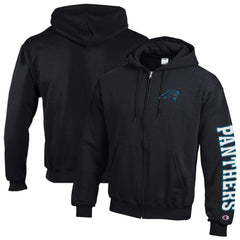 Carolina Panthers Champion Powerblend Fleece Full-Zip Hoodie Black - NFL