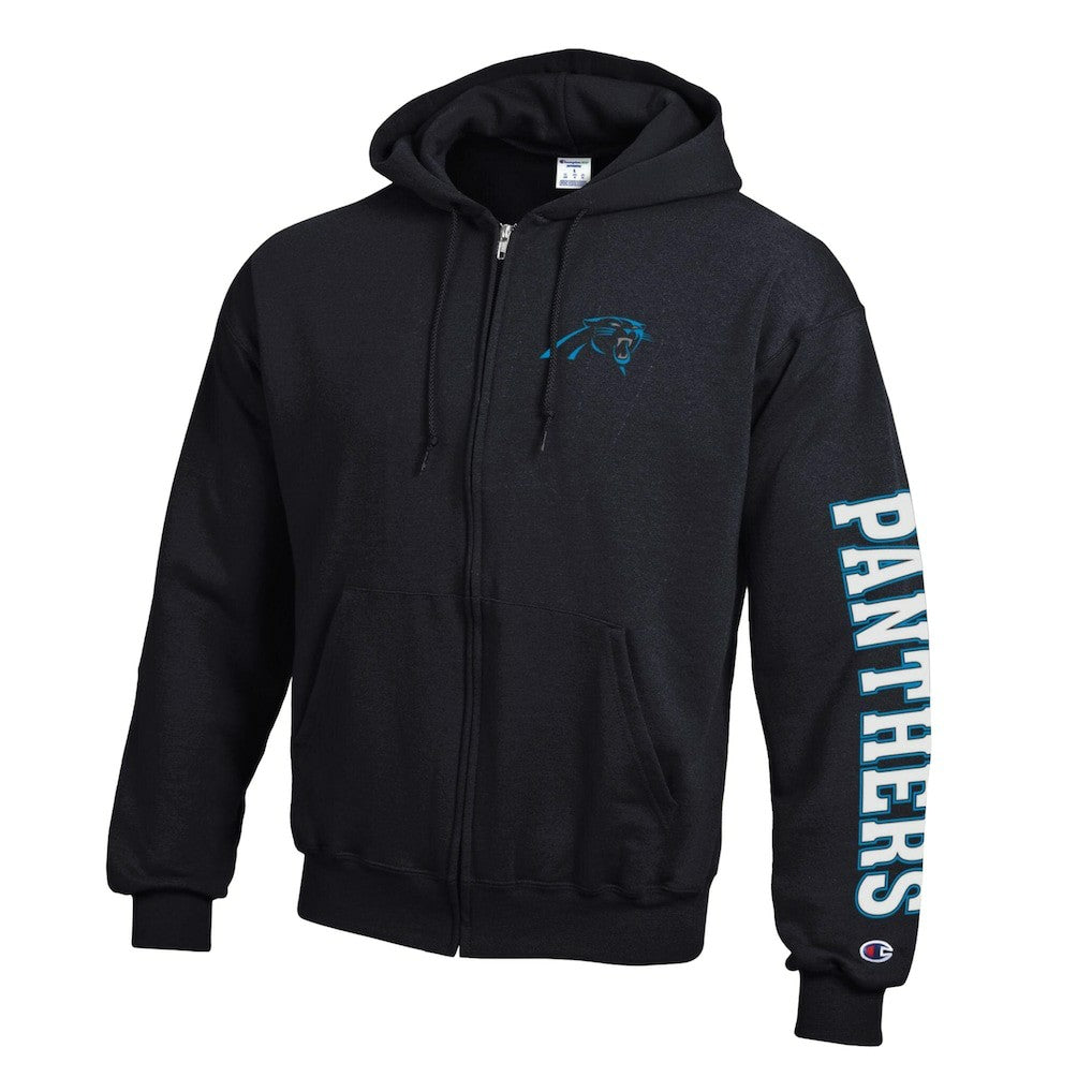 Carolina Panthers Champion Powerblend Fleece Full-Zip Hoodie Black - NFL