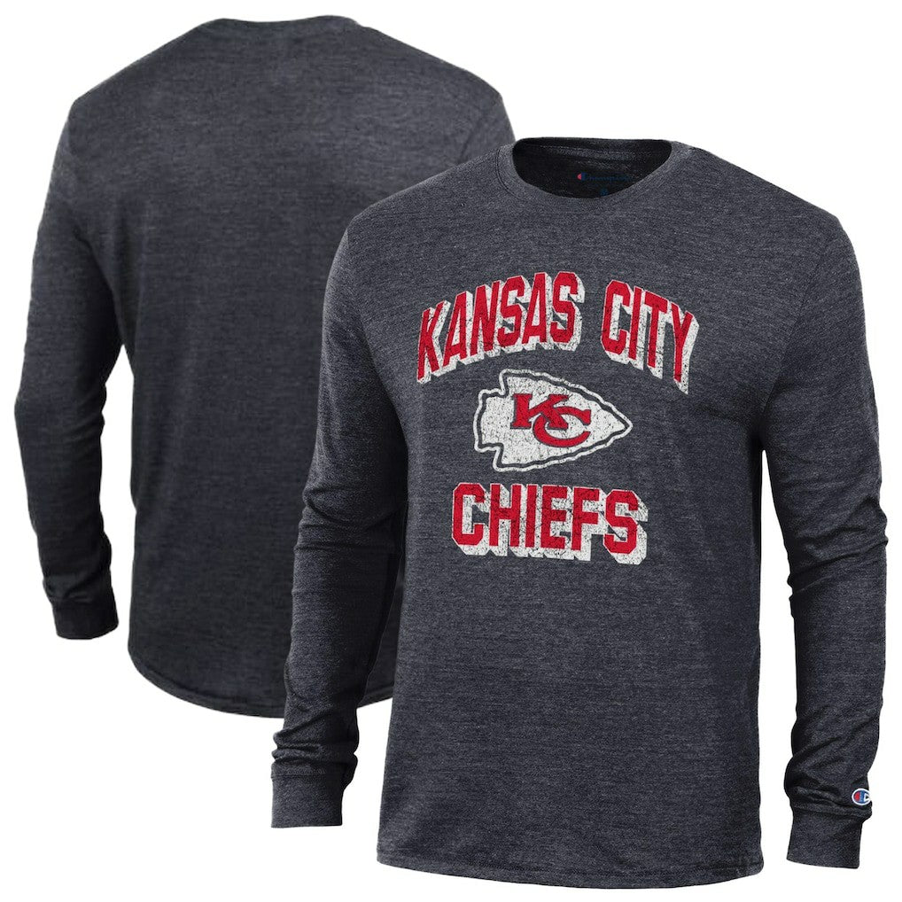 Kansas City Chiefs Champion Ultimate Tri-Blend Long Sleeve T-Shirt Black - NFL