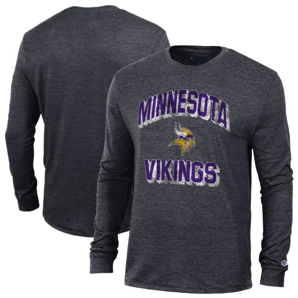 Minnesota Vikings Champion Ultimate Tri-Blend Long Sleeve T-Shirt Heather Black - NFL
