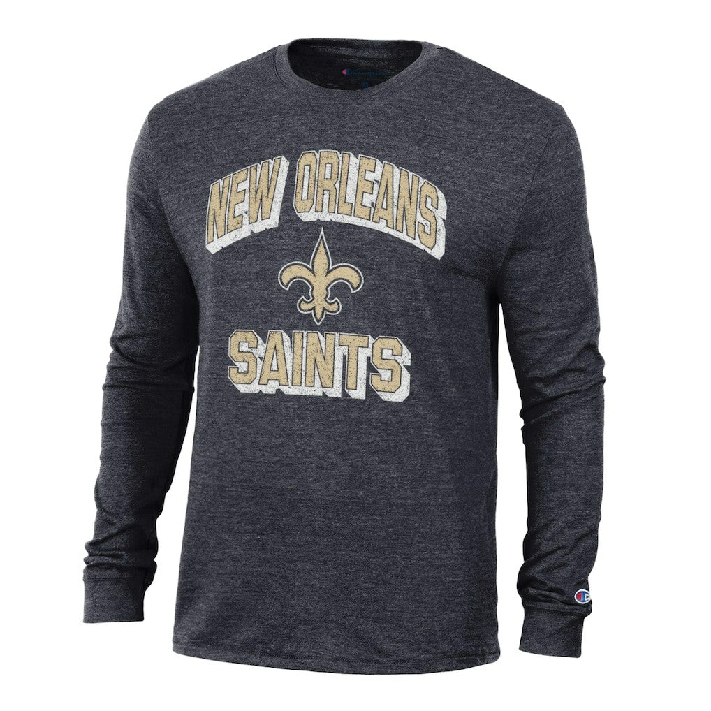 New Orleans Saints Champion Ultimate Tri-Blend Long Sleeve T-Shirt Heather Black - NFL
