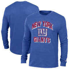 New York Giants Champion Ultimate Tri-Blend Long Sleeve T-Shirt Heather Royal - NFL