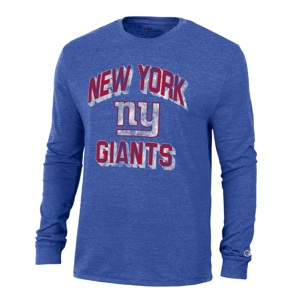 New York Giants Champion Ultimate Tri-Blend Long Sleeve T-Shirt Heather Royal - NFL